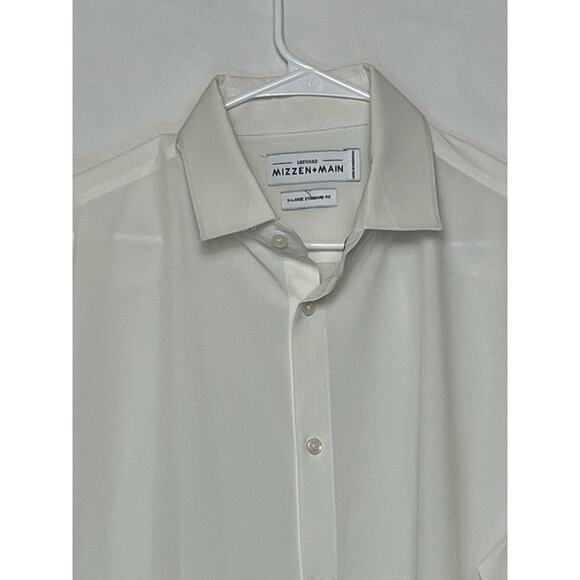 Mizzen + Main White Leeward Button Up Long Sleeve Men’s XL No-Iron Shirt Travel - Picture 7 of 7